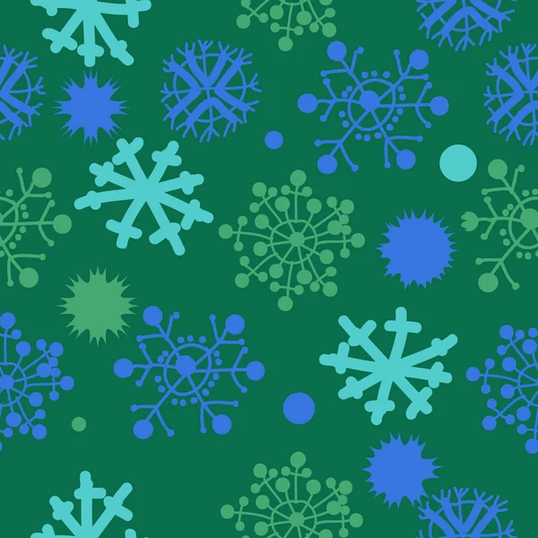 Seamless Pattern Decorative Motif Doodles Snowflakes Stars Ellipses Hand Drawn — Stock Vector