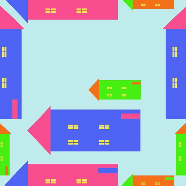 抽象简单房屋的无缝模式 — 图库矢量图片