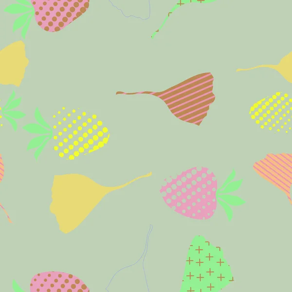 Naadloos Patroon Van Abstracte Eenvoudige Aardbeien — Stockvector