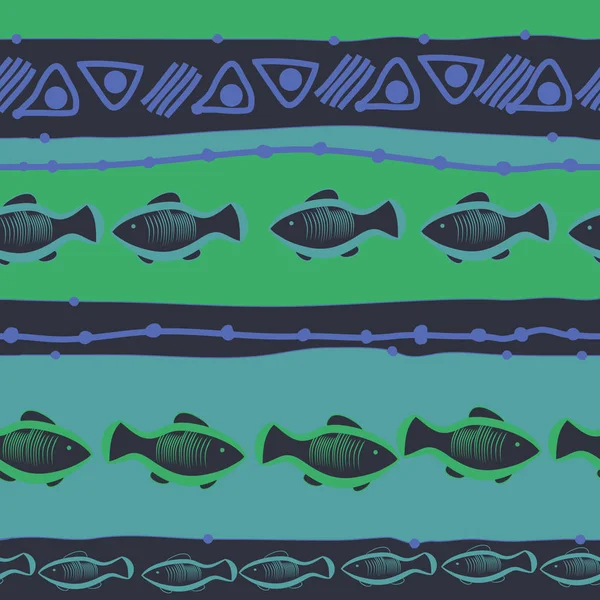 抽象的な単純な魚のシームレスなパターン — ストックベクタ