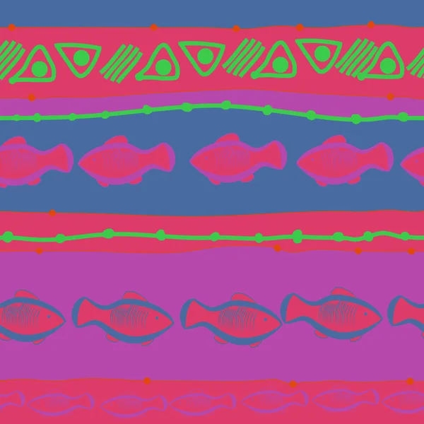 Безшовний Візерунок Абстрактних Простих Риб — стоковий вектор