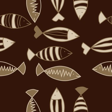 Soyut basit balıklar Dikişsiz desen