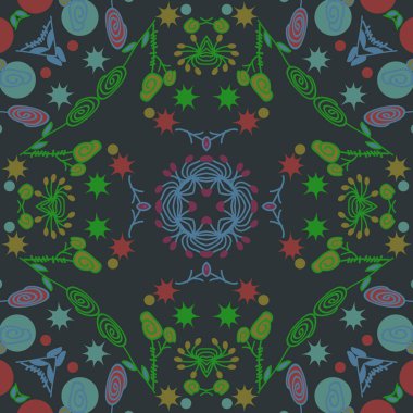 Çiçek motifli dairesel dikişsiz desen, fotokopi alanı