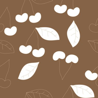 Renkli kiraz ve yaprakları ile Dikişsiz desen