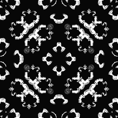 Çiçek motifi, lekeler, delik, çizgiler, spiraller, dalgalar dairesel dikişsiz desen.  