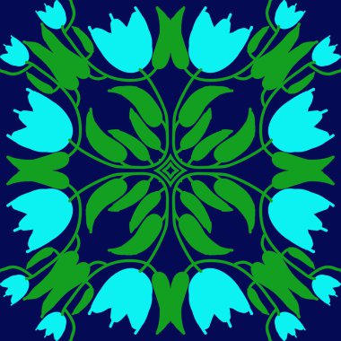 Çiçek motifi ile dairesel dikişsiz desen  