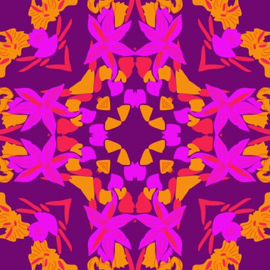 Çiçek motifli dairesel dikişsiz desen, fotokopi alanı