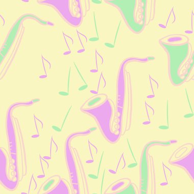 Soyut basit saksafon dikişsiz desen