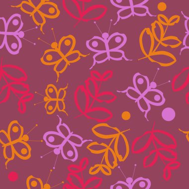 Soyut basit kelebek ve dalların kusursuz deseni