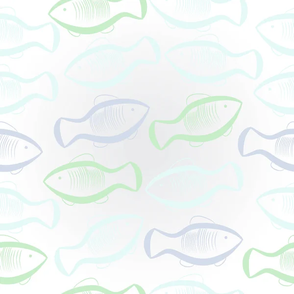 Vektorillustration Des Nahtlosen Musters Mit Fisch — Stockvektor
