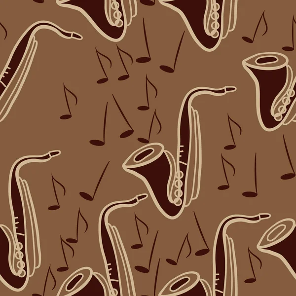 Patrón Sin Costuras Saxofones Simples Abstractos — Vector de stock