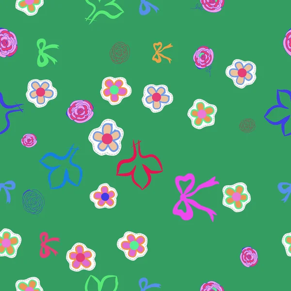 Composition Avec Fleurs Arcs Lignes Pointillées Étiquettes — Image vectorielle