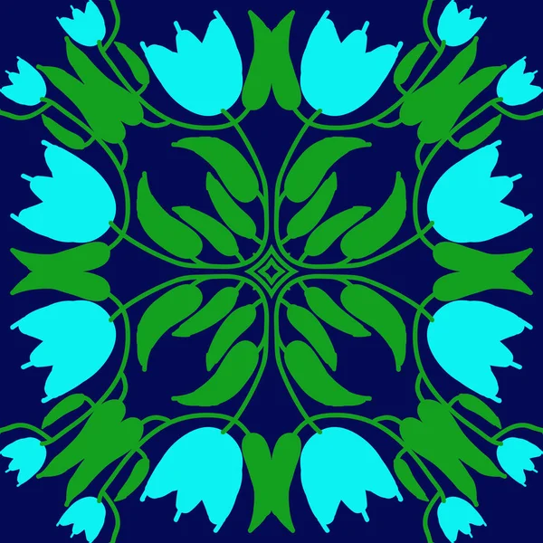 Kreisförmige Nahtlose Muster Von Floralen Motiv Mit Blumen — Stockvektor
