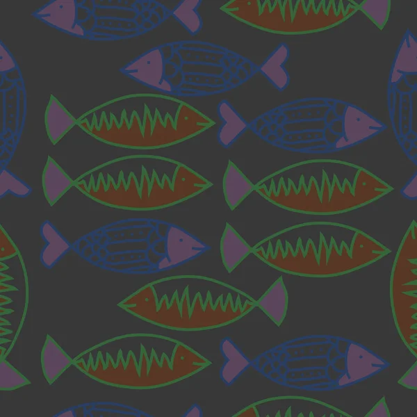 Fisk Sömlösa Mönster Färgade Motiv — Stock vektor