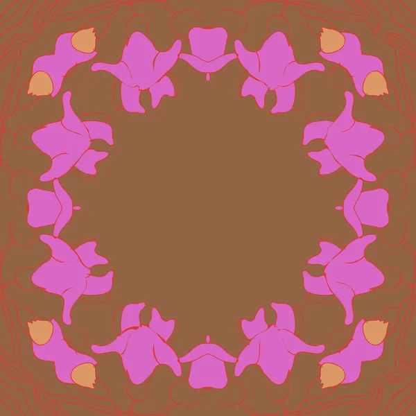 花の花輪 スパイラル コピースペースの円形シームレスパターン — ストックベクタ