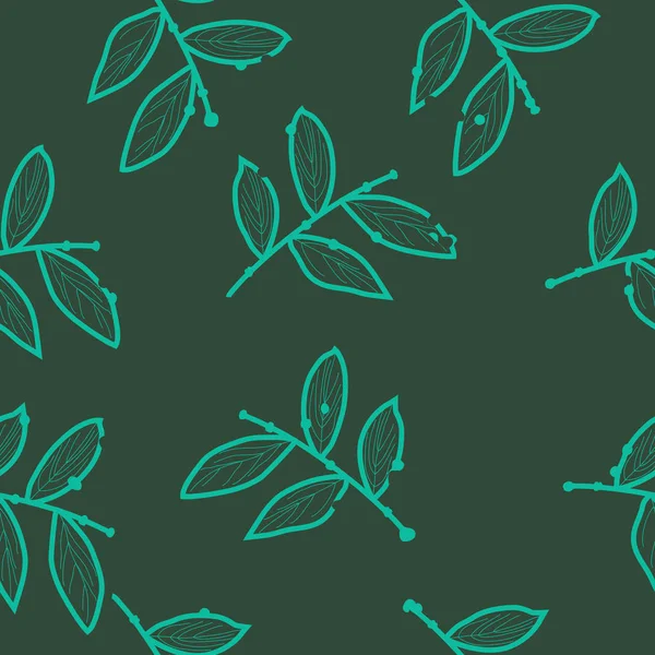 抽象的な単純な枝と葉のシームレスなパターン — ストックベクタ