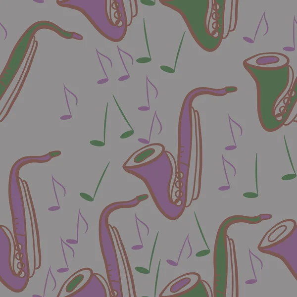 Nahtloses Muster Abstrakter Einfacher Saxophone — Stockvektor