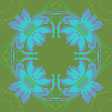 Çiçek motifli dairesel dikişsiz desen, fotokopi alanı