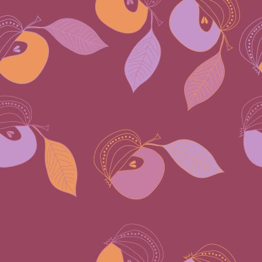 Renkli elma ve yaprakları ile Dikişsiz desen