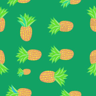 Ananas ile dikişsiz soyut desen, vektör arka plan