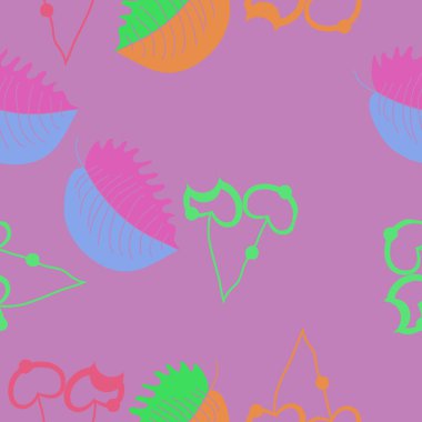 yaprak ve kiraz ile dikişsiz desen arka plan soyut vektör illüstrasyon 