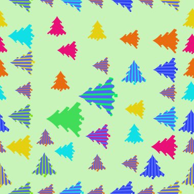 Renkli köknar ağaçları ile dikişsiz Noel deseni, vektör illüstrasyon