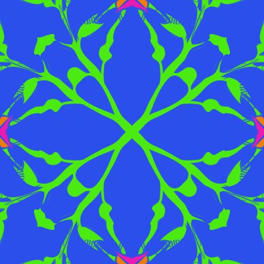 Çiçek motifi dairesel dikişsiz desen, dalları, lekeleri, delik. 