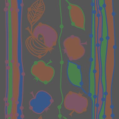 Renkli elma ve yaprakları ile Dikişsiz desen