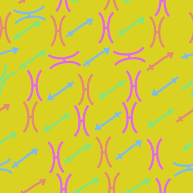 Burç okları Yay ve Balık sembolleri ile soyut dikişsiz desen