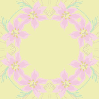 Çiçek motifli dairesel dikişsiz desen, fotokopi alanı