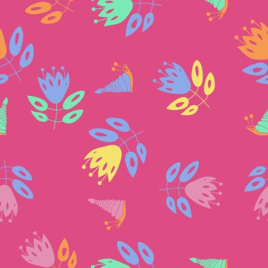 sanatsal çiçekler dikişsiz desen, vektör illüstrasyon