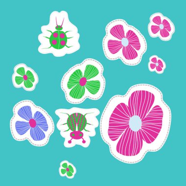 renkli çiçekler, vektör illüstrasyon ile sanatsal dikişsiz desen