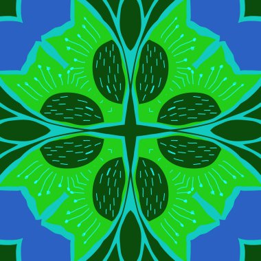 Stilize çiçek dairesel dikişsiz desen, doodles, stamens