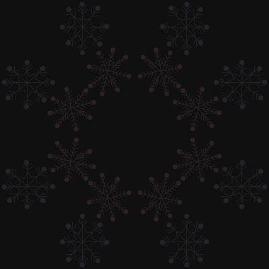 Kar taneleri ile renkli motiflerin dairesel dikişsiz desen, sadece vektör illüstrasyon