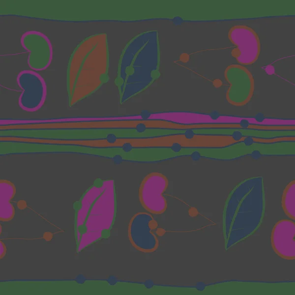 带叶子和樱桃的无缝图案背景的抽象矢量插图 — 图库矢量图片
