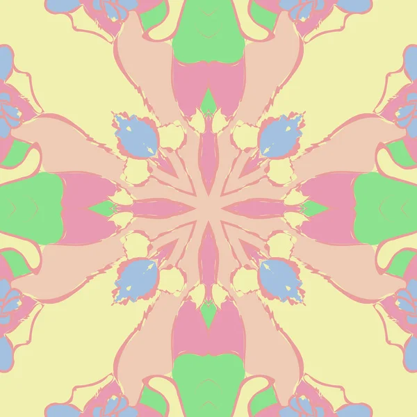 Циркулярный Бесшовный Рисунок Цветочного Мотива Волн Пятен Бутонов — стоковый вектор
