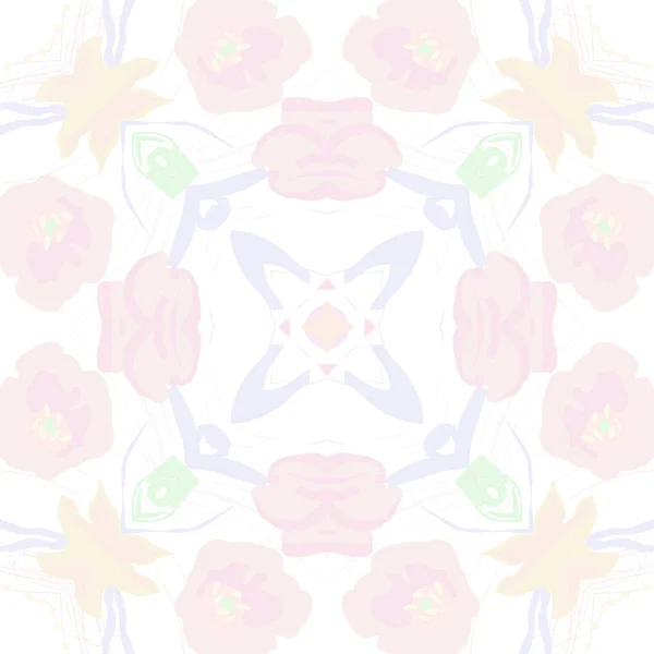Kruhový Plynulý Vzorek Květinové Motivy Květinami — Stockový vektor