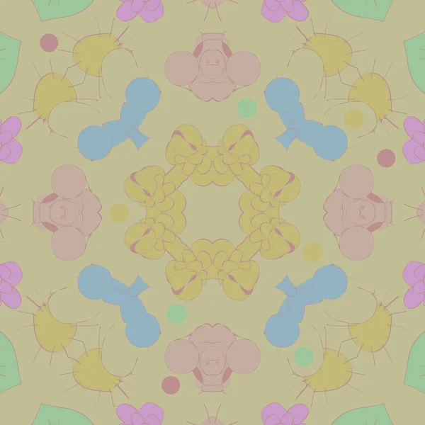Kreisförmige Nahtlose Muster Von Floralen Motiven Kritzeleien Flecken Ellipse — Stockvektor