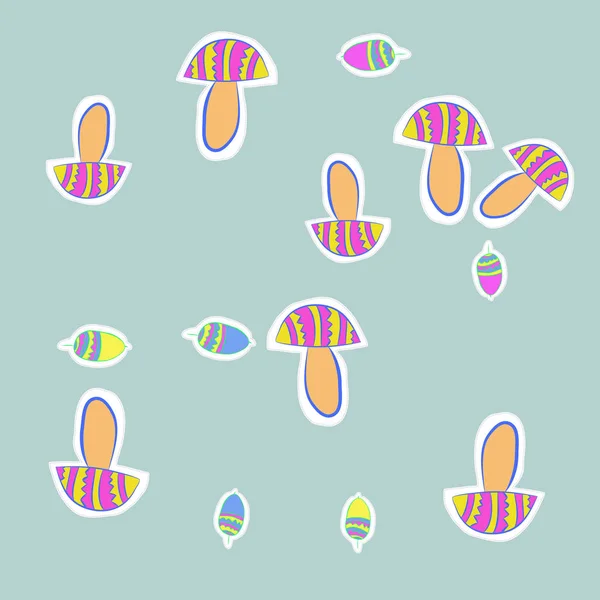 抽象的な単純なキノコのシームレスなパターン — ストックベクタ