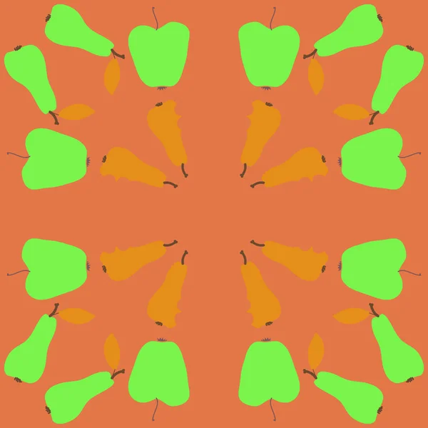 Patrón Sin Costuras Con Manzanas Peras Colores Fondo Vectorial — Archivo Imágenes Vectoriales