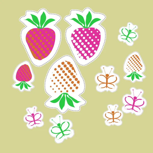 Patrón Inconsútil Errores Simples Abstractos Fresas — Vector de stock