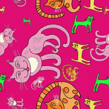 Soyut basit kediler Dikişsiz desen