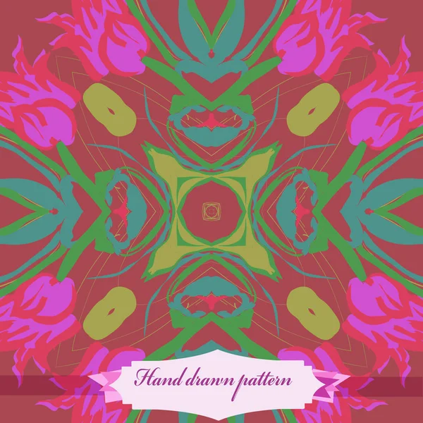 Circular seamless pattern of floral motif with tulips