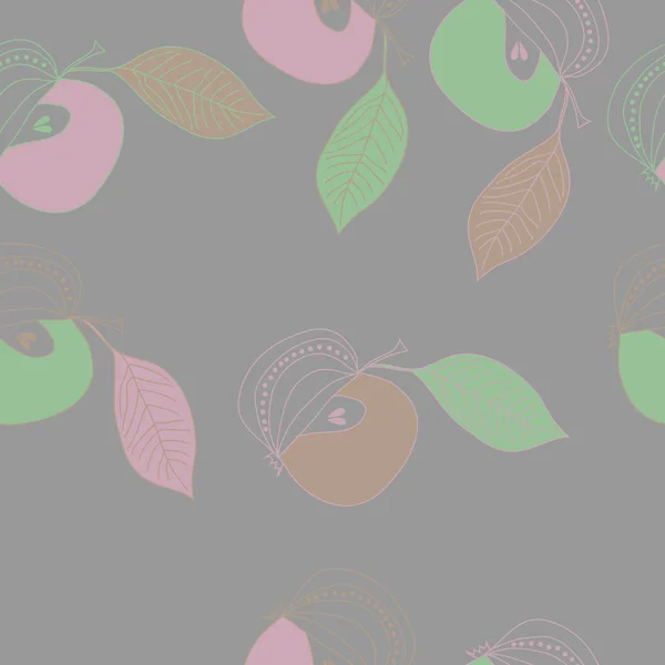 Patrón Sin Costuras Con Coloridas Manzanas Hojas — Vector de stock