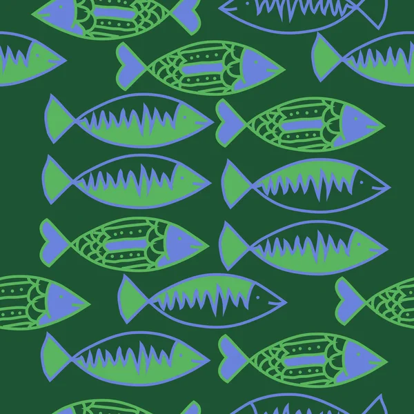 Renkli Motif Balık Dikişsiz Desen — Stok Vektör