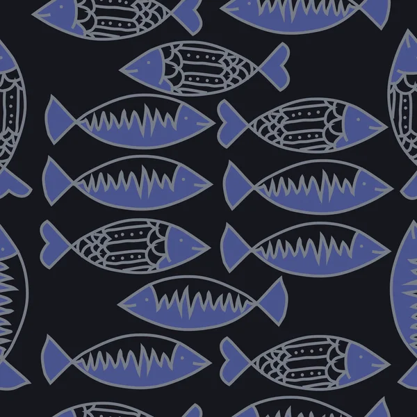 Fisch Nahtloses Muster Aus Farbigem Motiv — Stockvektor