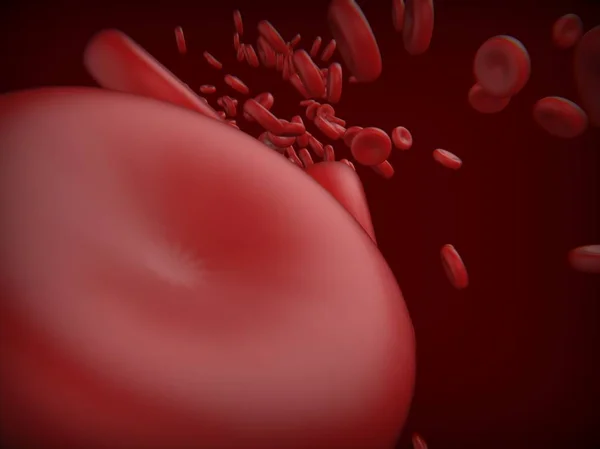 Glóbulos Rojos Sobre Fondo Rojo Oscuro Renderizado — Foto de Stock