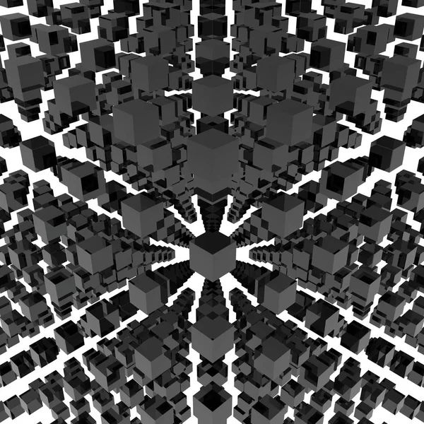 Black gloss cube matrix on white background. 3D render