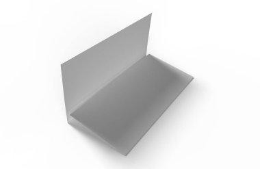 Boş kağıt panelli broşür mockup beyaz arka plan üzerinde gölgeler ile açıldı. Fotogerçekçi 3d çizim