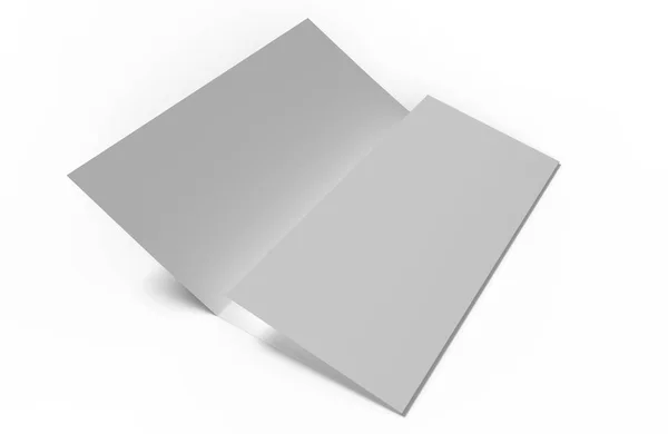 Boş Kağıt Panelli Broşür Mockup Beyaz Arka Plan Üzerinde Gölgeler — Stok fotoğraf